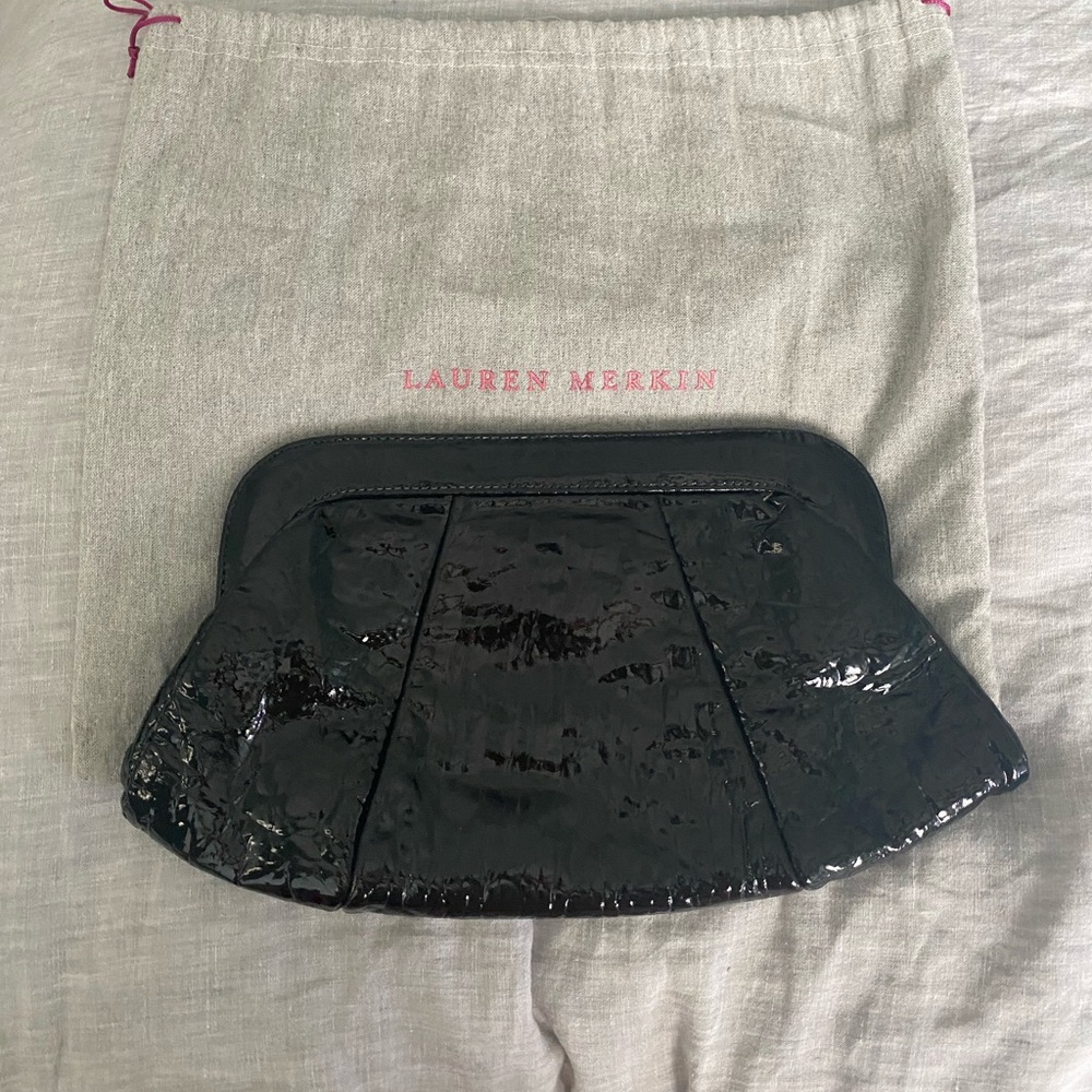 Lauren Merkin Black Patent Clutch